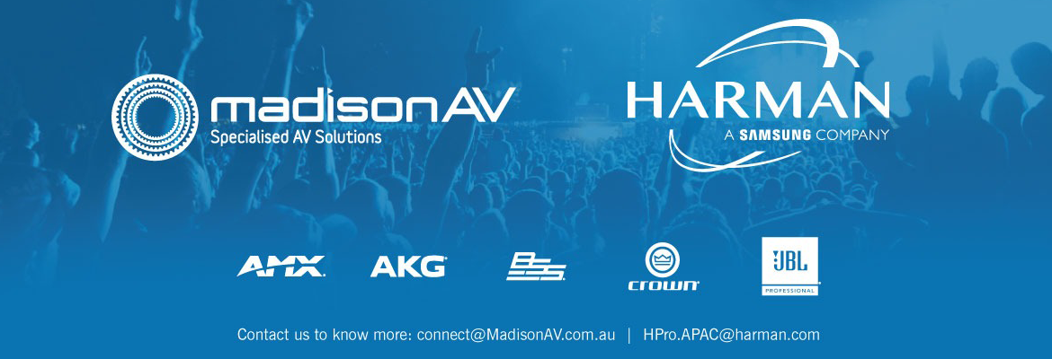 HARMAN Professional Solutions Appoints MadisonAV as Authorized Distributor for AMX and Install Audio Solutions in Australia.