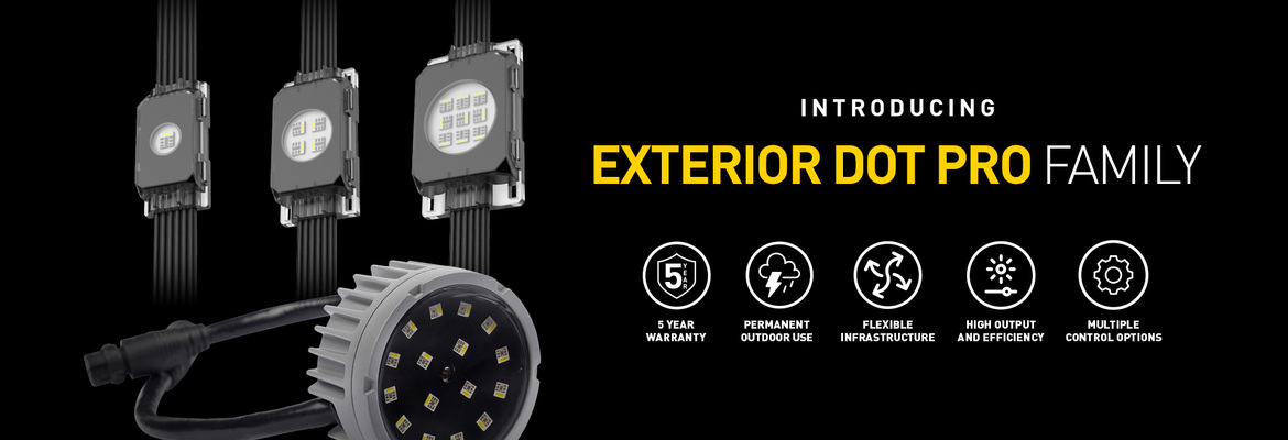 Martin Introduces Exterior Dot Pro Outdoor-Rated RGBW LED Dot Family & New P3 PowerPort Distribution Components