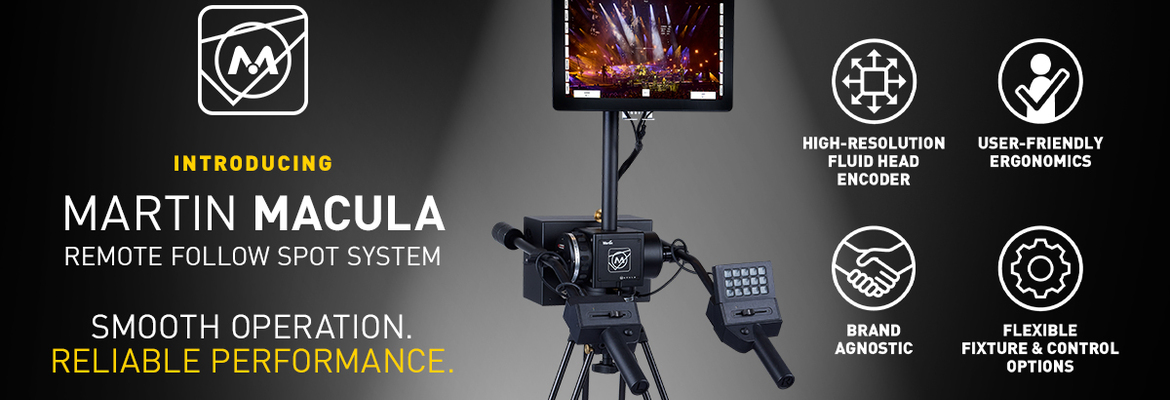 Martin Professional Introduces Martin Macula, A Brand-Agnostic Remote Follow Spot System with Premium Ergonomics
