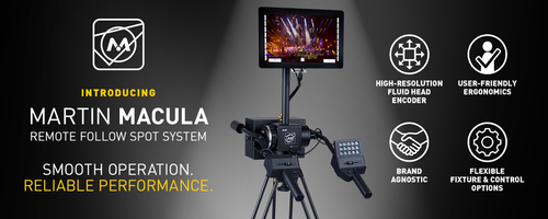 Martin Professional Introduces Martin Macula, A Brand-Agnostic Remote Follow Spot System with Premium Ergonomics